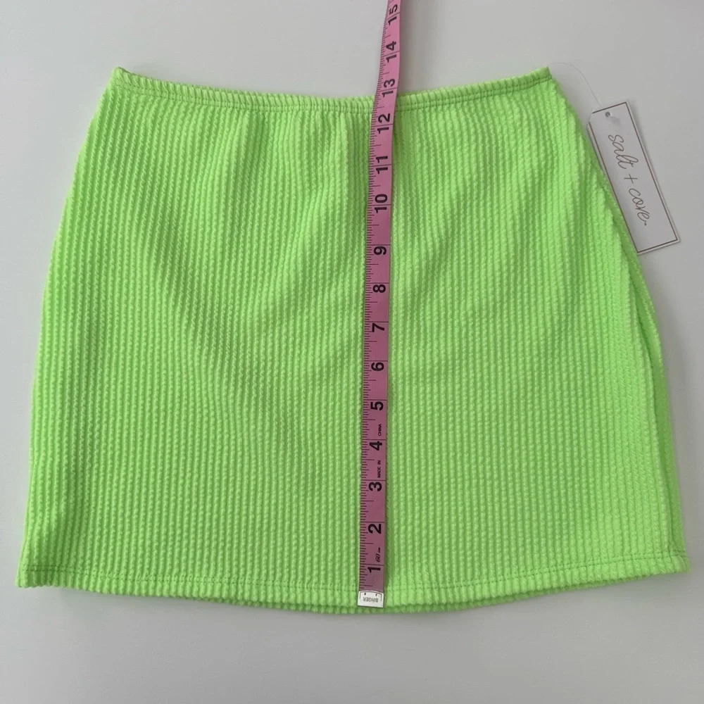 Salt + Cove Bikini Swim Skirt Junior Size XS Neon Green Crinkle Ribbed NWT